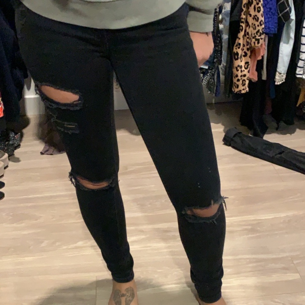 AG distressed black denim